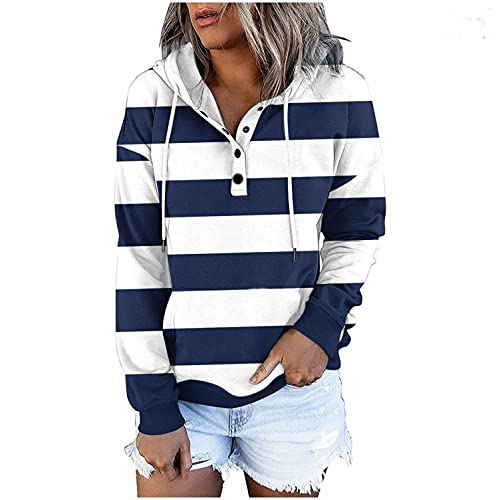 Copelsie Pullover Damen Baumwolle, Hoodie Damen Oversize, Strickjacke Damen lang Jacke Kapuzenjacke Casual Hoodie Reißverschluss Sweatjacke Sweatshirt Jacke mit Kapuze Taschen, Z6-blau, XL von Copelsie