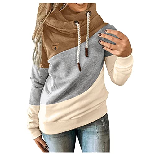 hoodie damen reißverschluss, Kapuzenjacke Damen Sweatjacke Farbblock Kapuzenpullover Sweatshirt Jacke Hoodie Kapuzenpulli Herbst Winter Sportjacke Reißverschluss Sweatshirtjacke Langarm Pullover von Copelsie