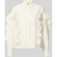 Copenhagen Muse Bluse mit Volants und Hemdblusenkragen Modell 'MOLLY' in Offwhite, Größe S von Copenhagen Muse