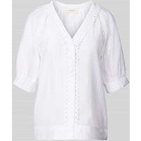 Copenhagen Muse Regular Fit Bluse mit V-Ausschnitt und Häkelspitze in Offwhite, Größe M von Copenhagen Muse