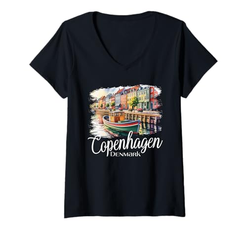 Damen Kopenhagen Dänemark / Kopenhagen T-Shirt mit V-Ausschnitt Damen Kopenhagen Dänemark / Kopenhagen T-Shirt mit V-Ausschnitt von Copenhagen Souvenir Store
