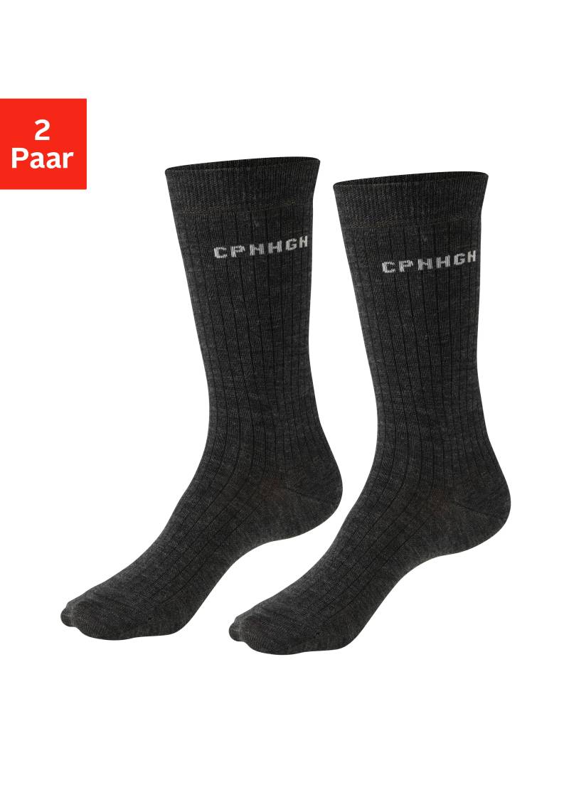 Copenhagen Studios Basicsocken Packung, 2 Paar tlg. gerippt, mit wärmender Wolle von Copenhagen Studios