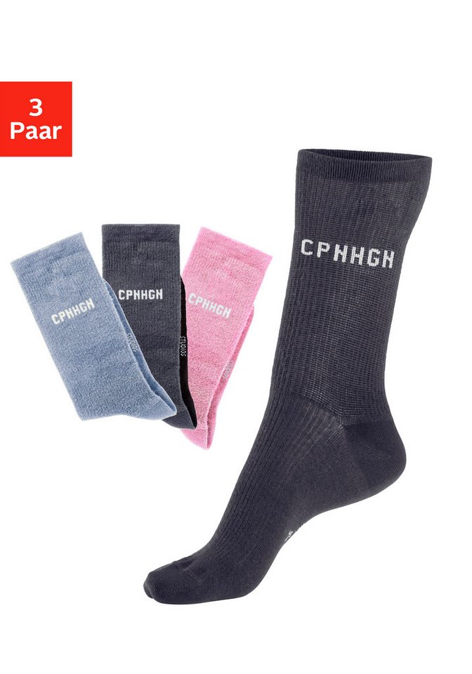 Copenhagen Studios Basicsocken (Packung, 3-Paar) mit Rippstruktur und Stickerei von Copenhagen Studios