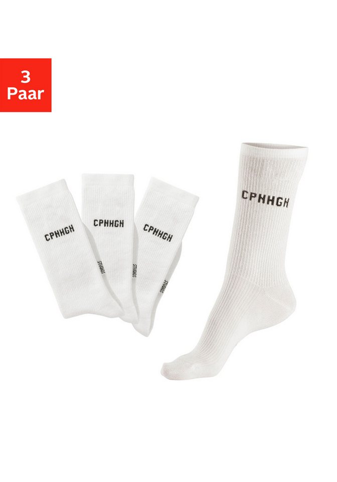 Copenhagen Studios Basicsocken (Packung, 3-Paar) mit Rippstruktur und Stickerei von Copenhagen Studios