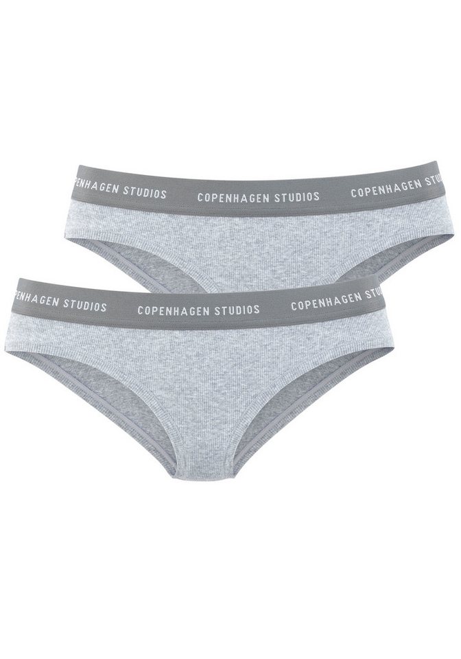 Copenhagen Studios Bikinislip mit softem Logobund (2er-Pack) aus gerippter Bio-Baumwollqualität von Copenhagen Studios