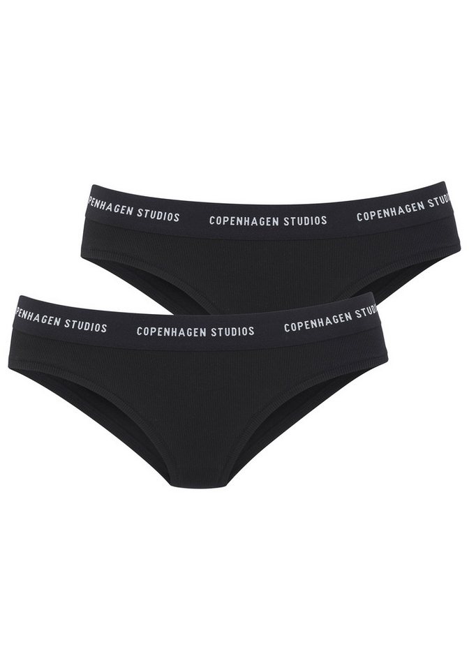 Copenhagen Studios Bikinislip mit softem Logobund (2er-Pack) aus gerippter Bio-Baumwollqualität von Copenhagen Studios