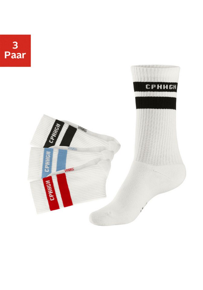 Copenhagen Studios Tennissocken (Packung, 3-Paar) mit Streifendesign und Vollfrottee von Copenhagen Studios