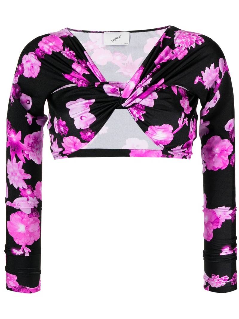 Coperni Cropped-Oberteil mit Blumen-Print - Schwarz von Coperni