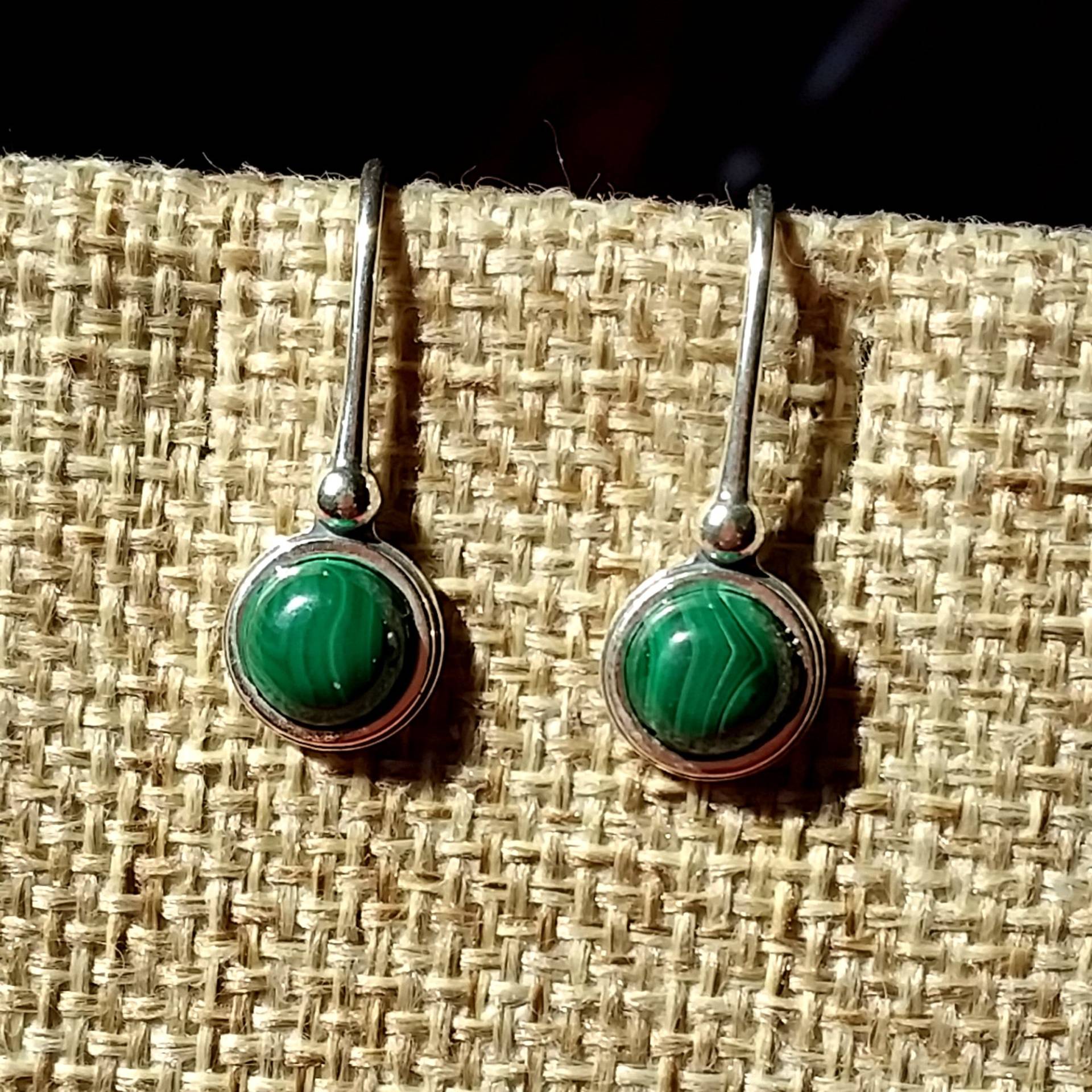 Malachit Sterling Silber Ohrringe von CopiaDesigns