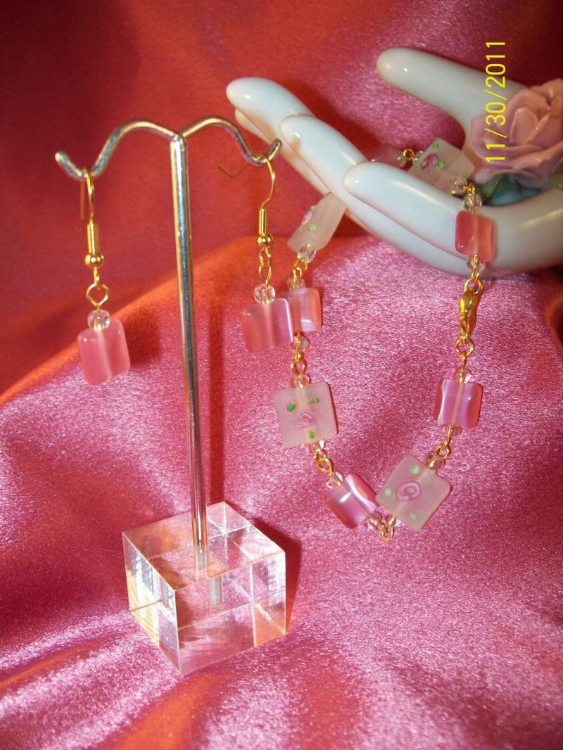 Rosebud Armband Und Ohrringe Set von CopperCreekVintage