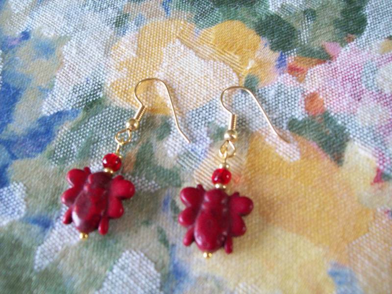 Rote Jaspis Schmetterling Ohrringe von CopperCreekVintage