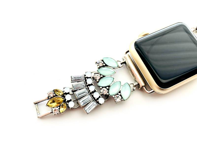 Gatsby Apple Watch Armband, Rose Gold Jeweled Damen Für Größe 38 Mm 40 41 42 44 45 46 von CopperRobinBoutique