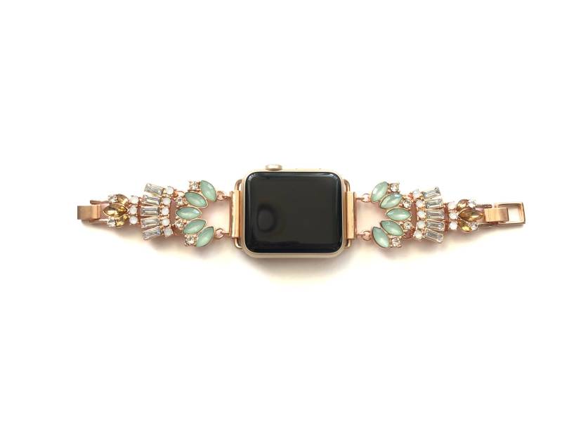 Gatsby Jeweled Apple Watch Band, Rose Gold Damen Band Für 38 Mm 40 41 42 44 45 46 49 von CopperRobinBoutique