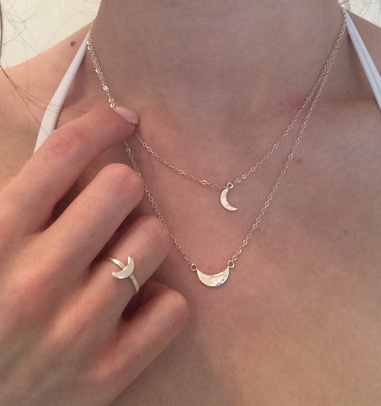 Mond Ring & Halsketten Kollektion - Sterling Silber von CopperfoxGemsJewelry