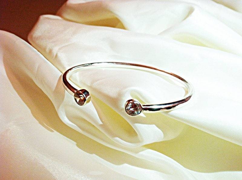 sterling Silber 2, 8 Karat Cz Manschette Armband - Edelstein Schmuck von CopperfoxGemsJewelry