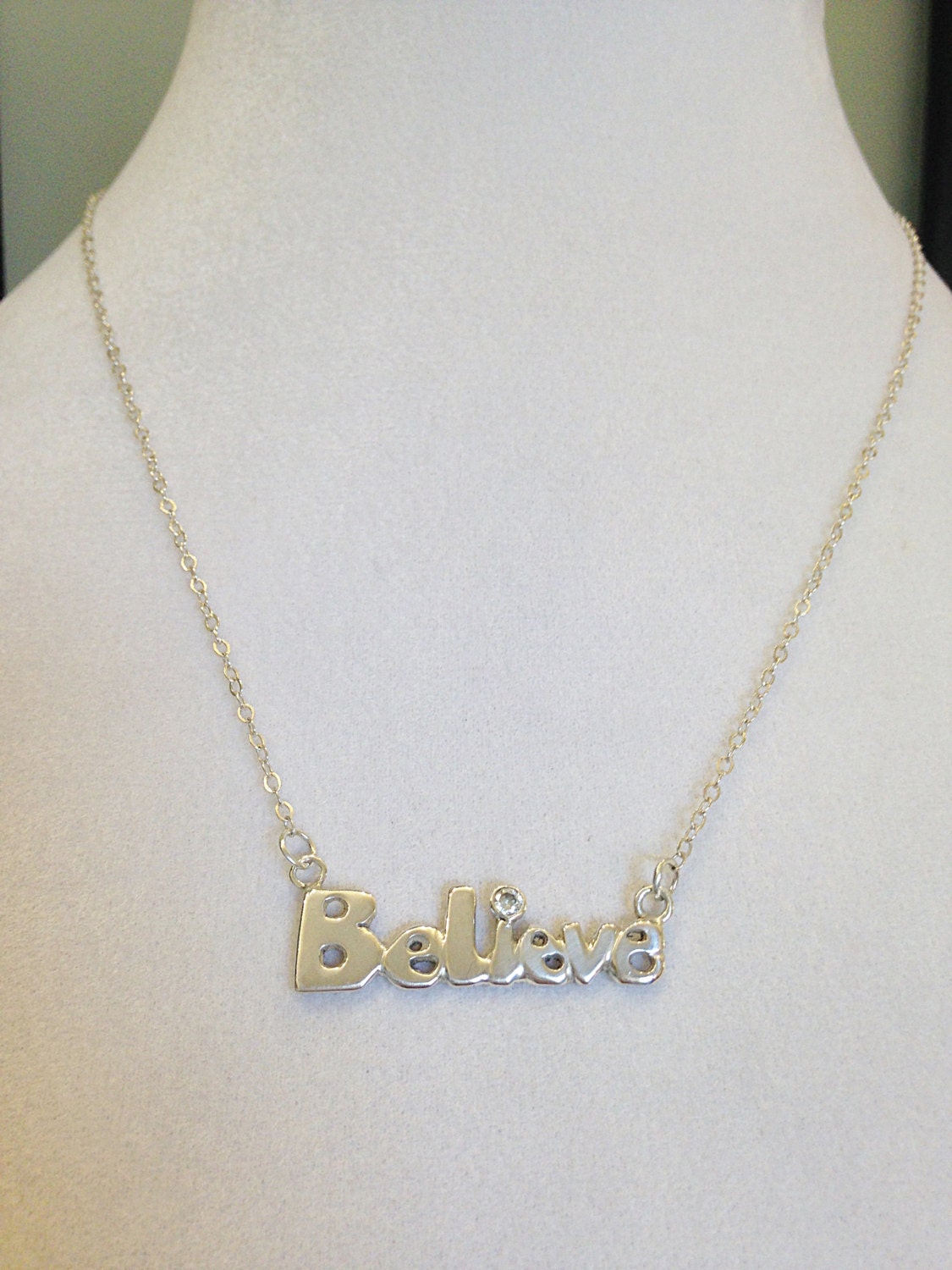sterling Silber Believe Halskette - Mit Cz Inspirational sterling Silber Believe Halskette - Mit Cz Inspirational von CopperfoxGemsJewelry