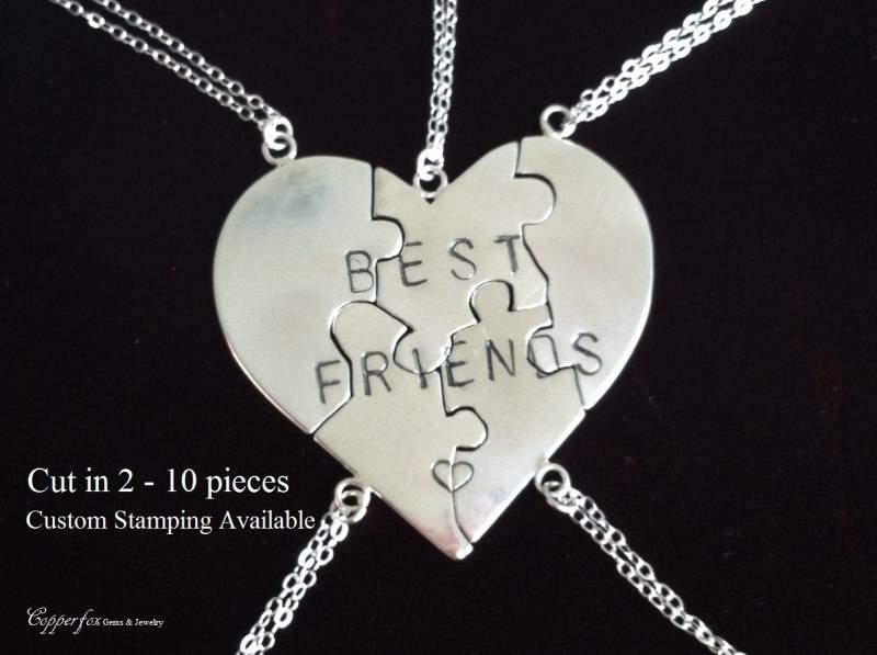 sterling Silber Bester Freund Puzzle Halskette - Personalisierte Brautjungfern Geschenk von CopperfoxGemsJewelry