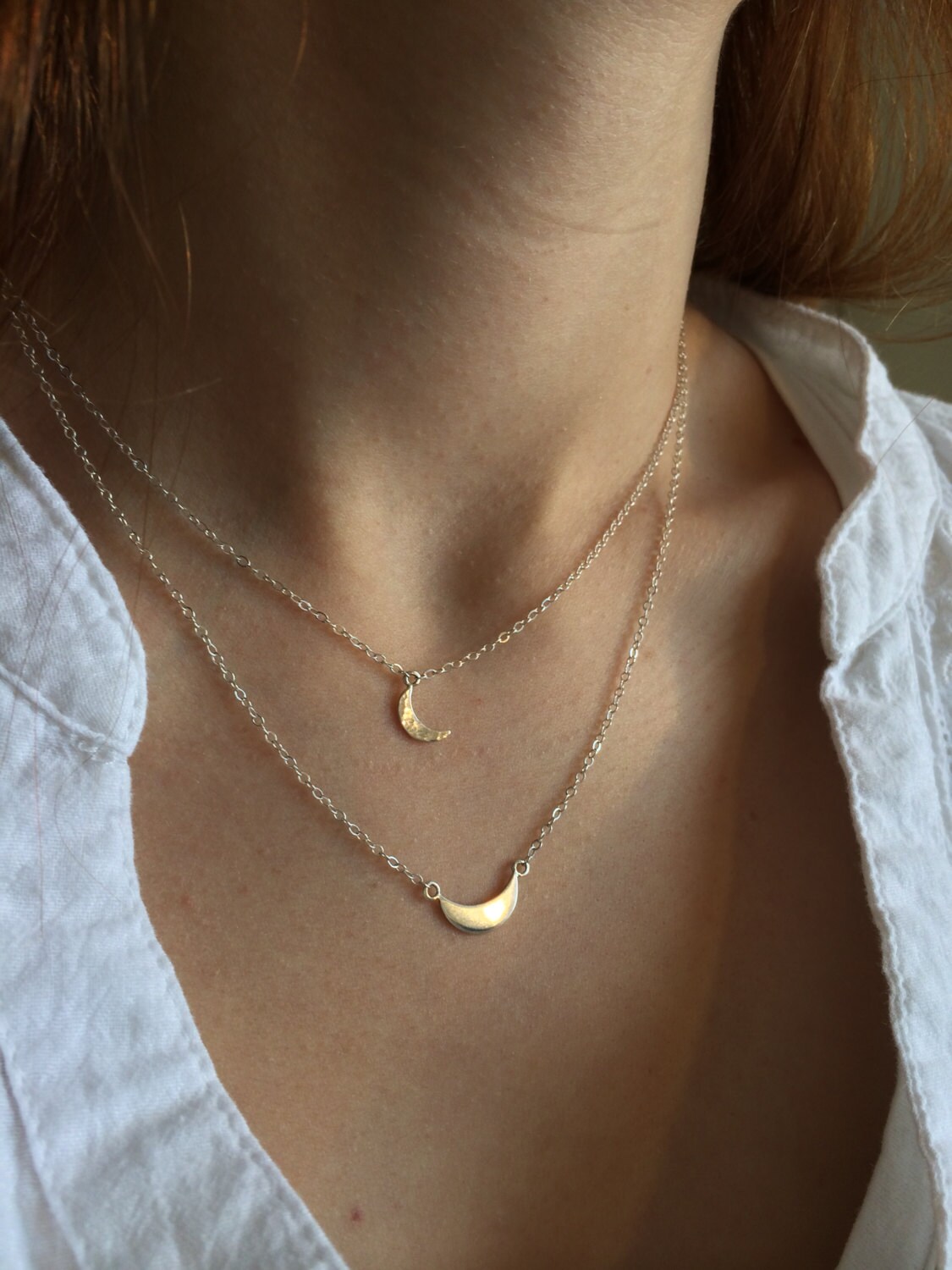 sterling Silber Halbmond Halskette sterling Silber Halbmond Halskette von CopperfoxGemsJewelry