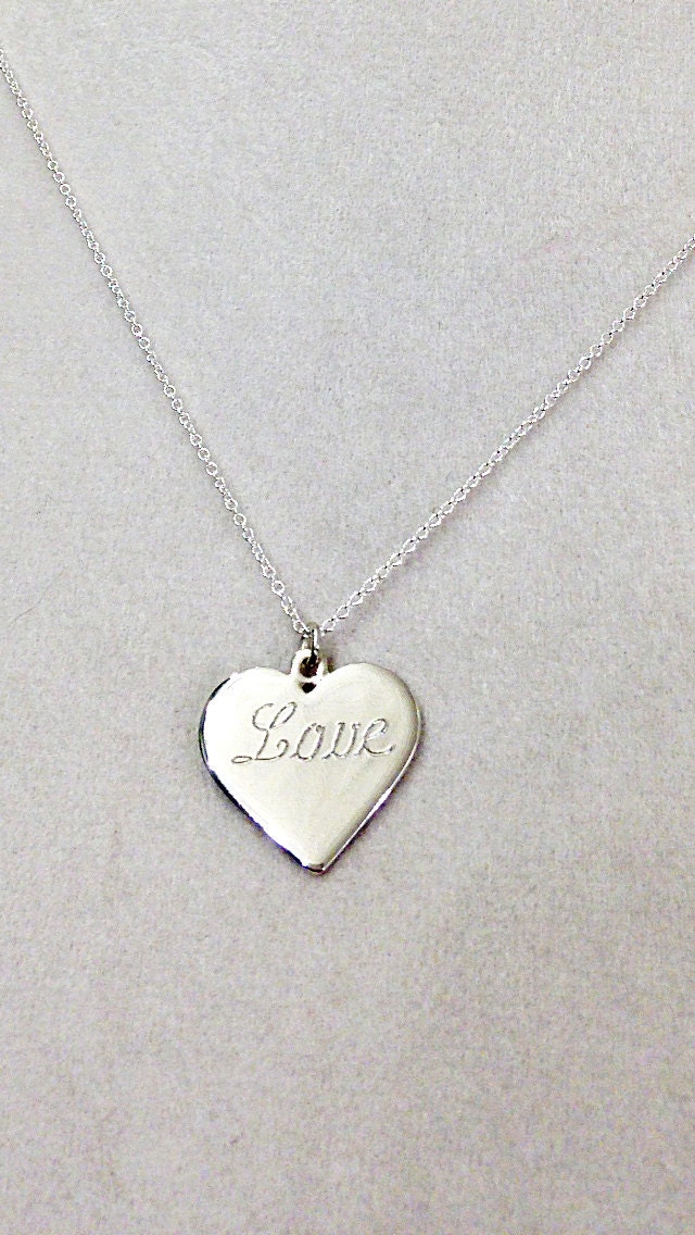 sterling Silber Herz-Halskette Mit "Love" Graviert - Brautjungfern sterling Silber Herz-Halskette Mit "Love" Graviert - Brautjungfern von CopperfoxGemsJewelry