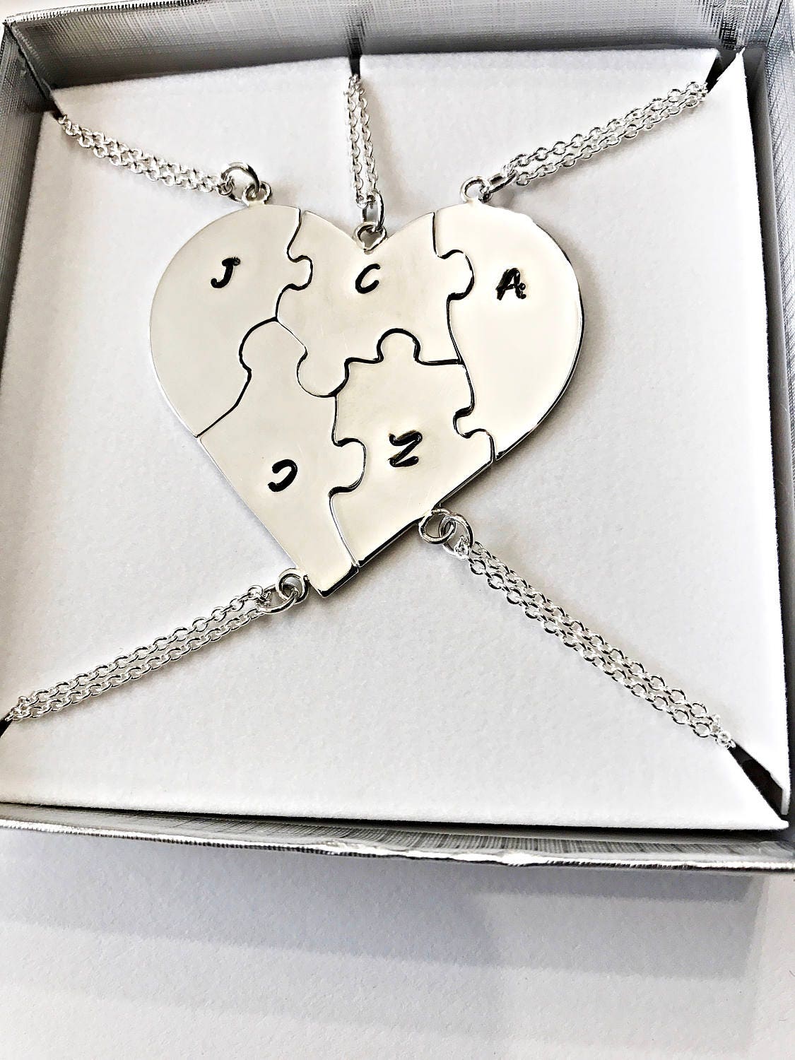 sterling Silber Herzpuzzle, Personalisiert, Brautjungfern sterling Silber Herzpuzzle, Personalisiert, Brautjungfern von CopperfoxGemsJewelry