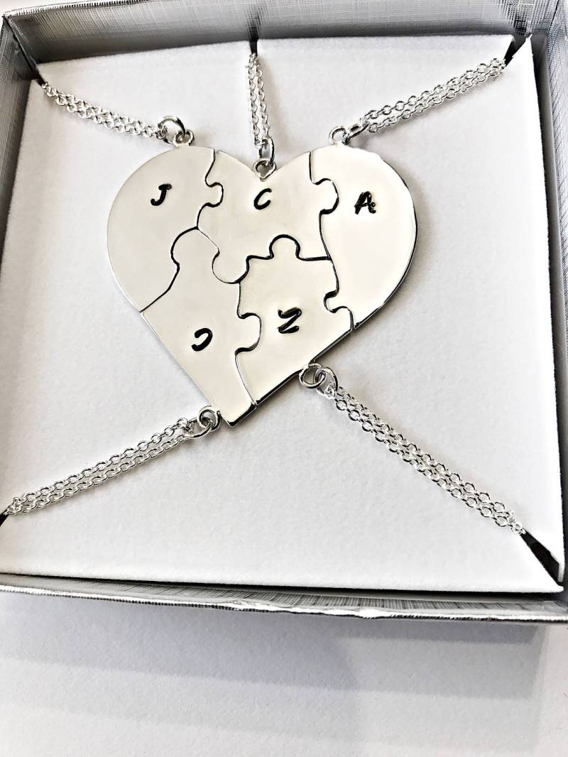 sterling Silber Herzpuzzle, Personalisiert, Brautjungfern von CopperfoxGemsJewelry