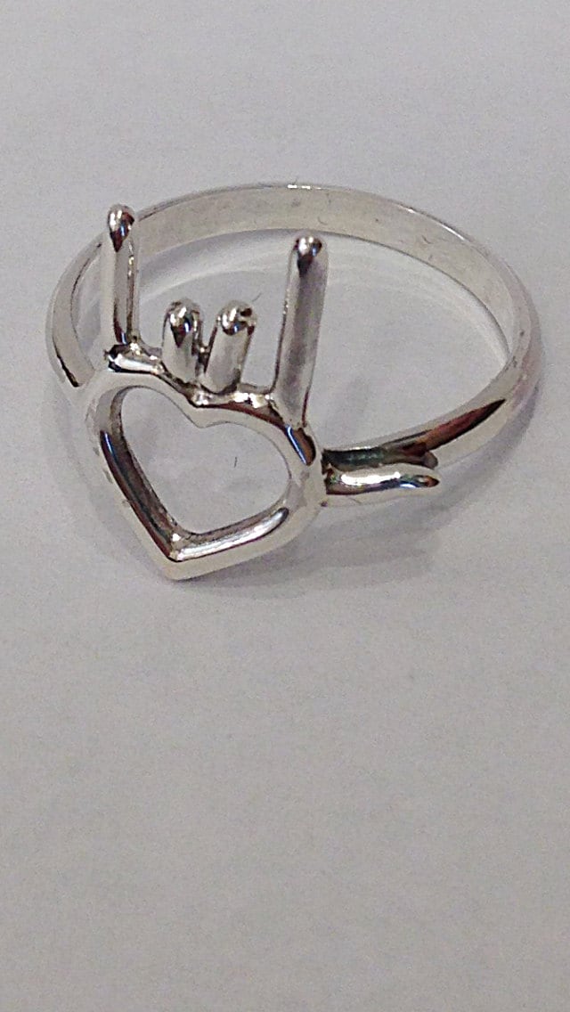 sterling Silber "Ich Liebe Dich" Gebärdensprache Symbol - Herz Ring sterling Silber "Ich Liebe Dich" Gebärdensprache Symbol - Herz Ring von CopperfoxGemsJewelry