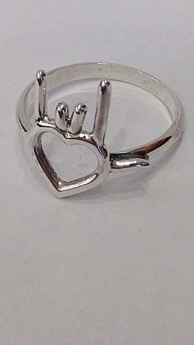 sterling Silber "Ich Liebe Dich" Gebärdensprache Symbol - Herz Ring von CopperfoxGemsJewelry
