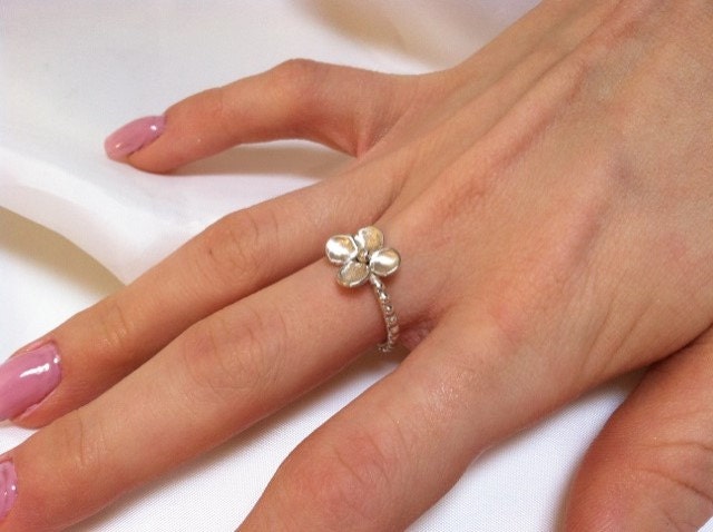 sterling Silber Solitär Blumen Ring von CopperfoxGemsJewelry