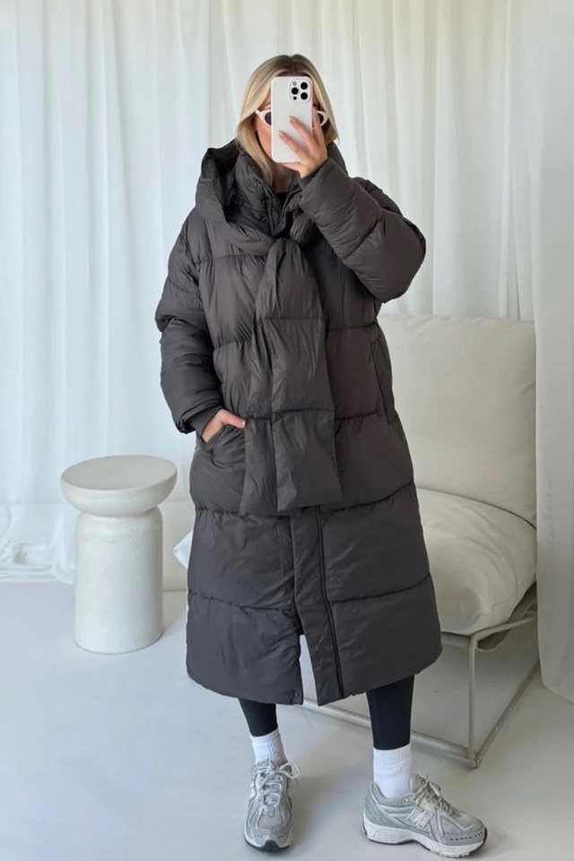 Copperose Parka 6113 Oversize Winterparka Steppmantel mit abnehmbarem Kapuzenschal kuschelig-warm und trotzdem federleicht von Copperose