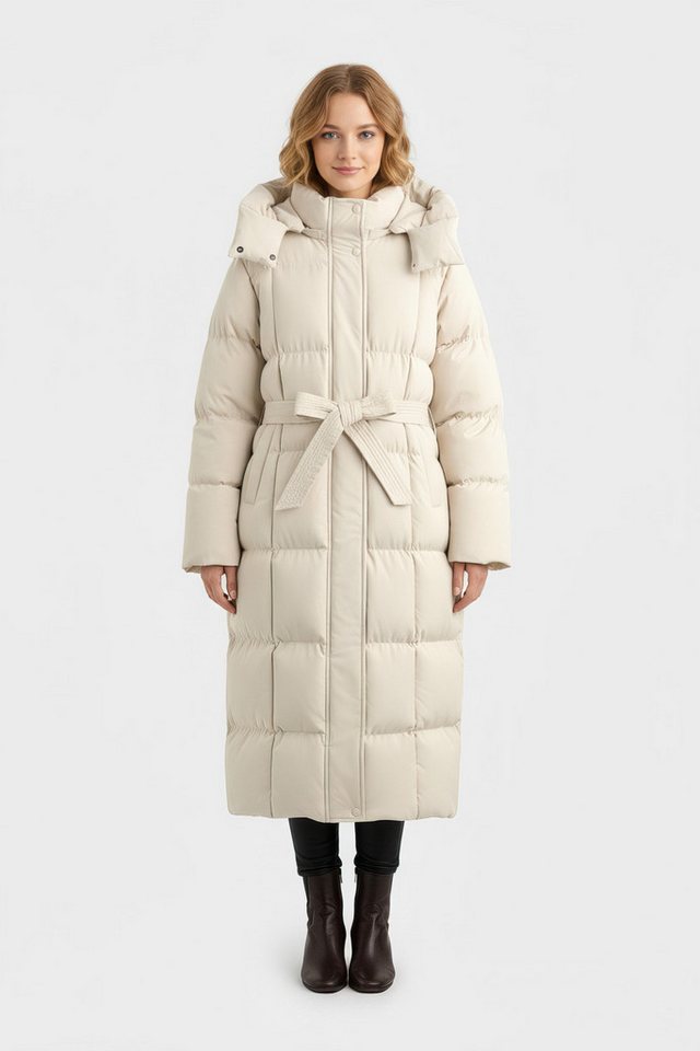 Copperose Parka Oversize Winterparka Steppmantel Langmantel mit Gürtel #7617 Taillengürtel mit Knopfleiste knöchellanger Mantel mit großem Kragen von Copperose