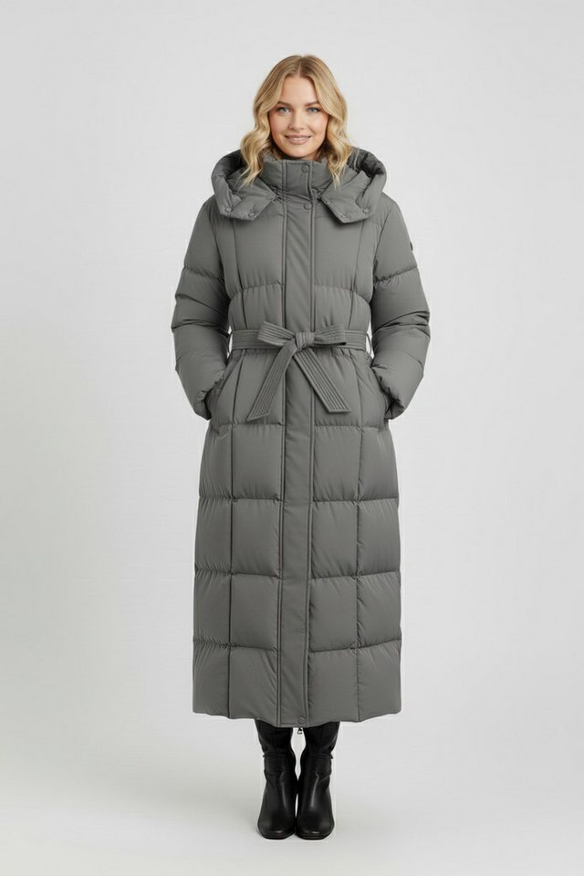 Copperose Parka Oversize Winterparka Steppmantel Langmantel mit Gürtel #7617 Taillengürtel mit Knopfleiste knöchellanger Mantel mit großem Kragen von Copperose