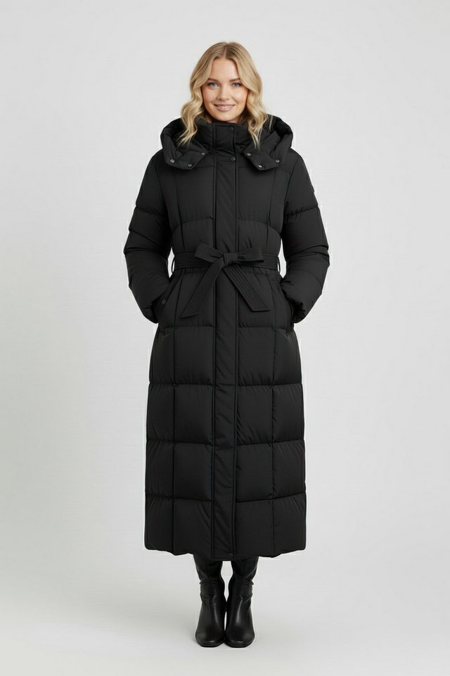 Copperose Parka Oversize Winterparka Steppmantel Langmantel mit Gürtel #7617 Taillengürtel mit Knopfleiste knöchellanger Mantel mit großem Kragen von Copperose