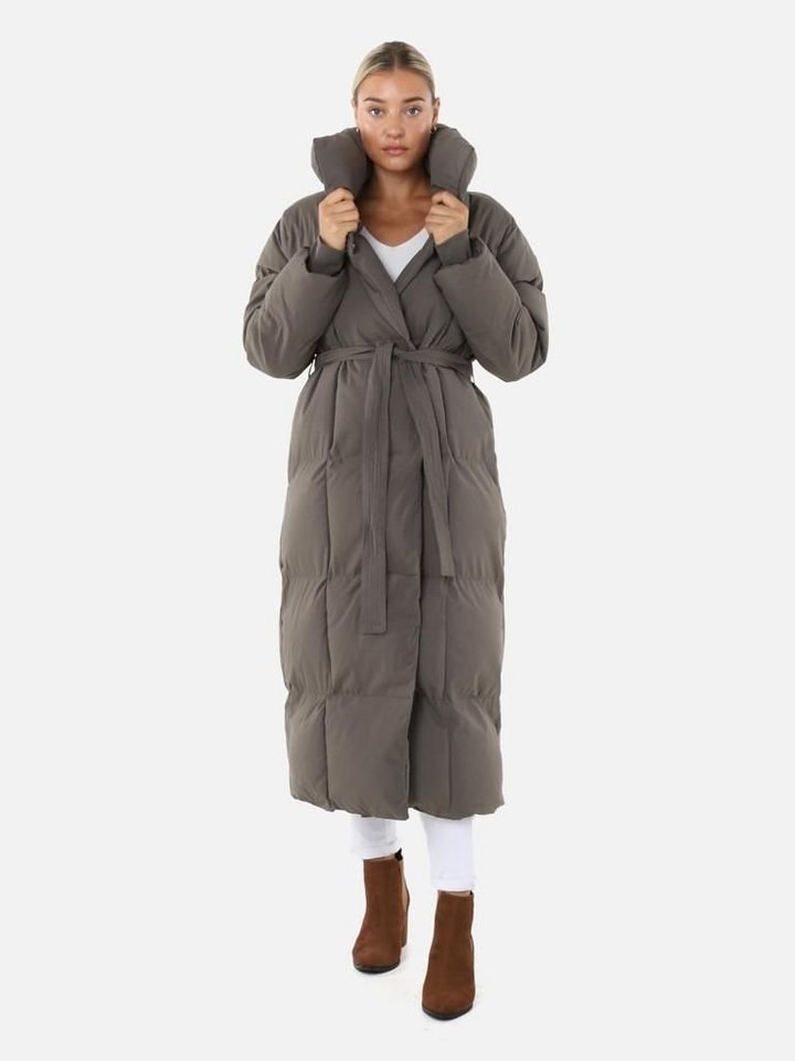 Copperose Winterjacke Oversize Winterparka Steppmantel Parka mit Gürtel Taillengürtel mit Knopfleiste knöchellanger Mantel mit großem Kragen von Copperose