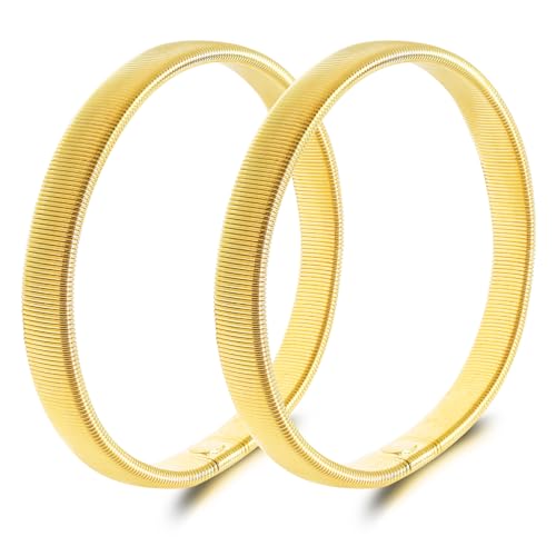 Coptiner 2 Stück Anti Rutsch Armband Hemdärmel Ärmelhalter Damen Herren Ärmelhalter Herren Metall Stretch Elastische Armbänder Armband Ärmelhalter Erhältlich für Männer und Frauen(Gold) von Coptiner