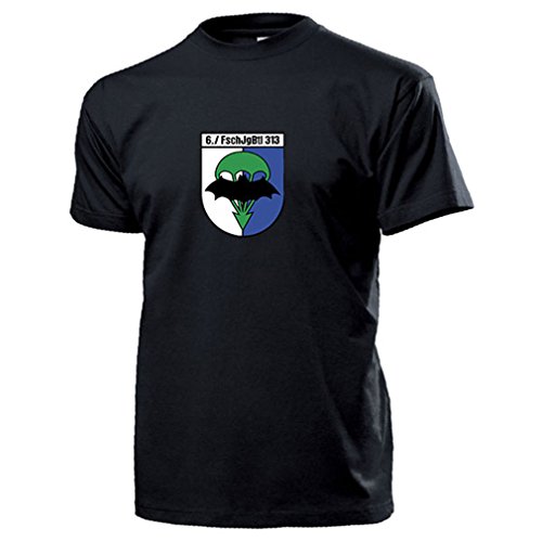 6./FschJgBtl 313 Fallschirmjägerbataillon Ausbildungs Kompanie Seedorf Bundeswehr BW AGA Wappen Abzeichen Emblem Fallschirmjäger - T Shirt Herren #14060 von Copytec