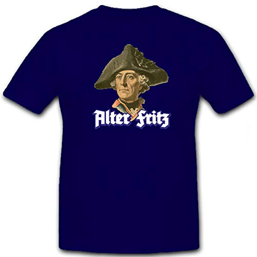 Alter Fritz Friedrich der Große König von Preußen Porträt - T Shirt #13000, Größe:XL Herren, Farbe:Dunkelblau von Copytec