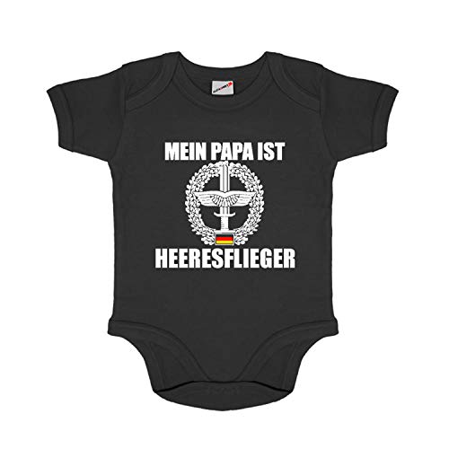 Baby Body Mein Papa ist Heeresflieger Barett-Abzeichen Bundeswehr #32484, Größe:0-3 Monate, Farbe:Schwarz von Copytec