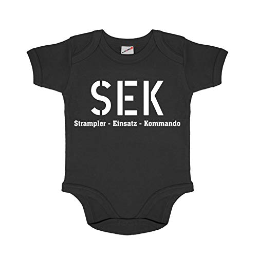 Baby Strampler SEK Einsatz Kommando Polizei Humor Fun Bekleidung Geschenk #30651, Größe:0-3 Monate, Farbe:Schwarz von Copytec