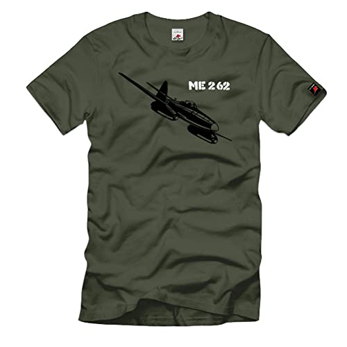 ME 262 Flugzeug Luftwaffe WK 2 Modell- T Shirt Herren Khaki #1042, Größe:XL, Farbe:Oliv von Copytec