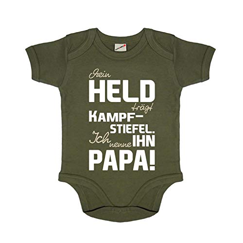 Mein Held der Papa Kampf Stiefel Neugeborenes Baby Body Strampler Oliv #27848, Größe:12-18 Monate, Farbe:Oliv von Copytec