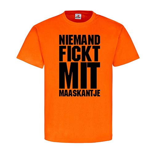 Niemand Fickt mit Maaskantje Kids Film Spruch Holland Nederlande T-Shirt #18528, Größe:M, Farbe:Orange von Copytec