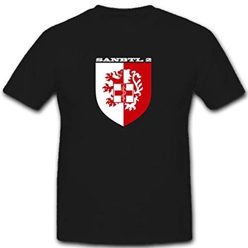 SanBtl 2 BW Wappen Militär Einkeit Kompanie Erinnerungs Patch - T Shirt #8001, Größe:XL, Farbe:Schwarz von Copytec