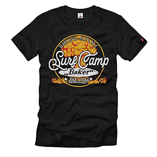 Surf Camp Baker Bikini Atoll 1946 Atom-Bomben Test USA Insel Retro T-Shirt#36944, Größe:3XL, Farbe:Schwarz von Copytec