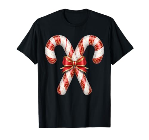 Retro Kokette Schleife Zuckerstange Weihnachten Jahreszeit Mädchen Damen T-Shirt von Coquette Bow Candy Cane Christmas Season Lat Tees