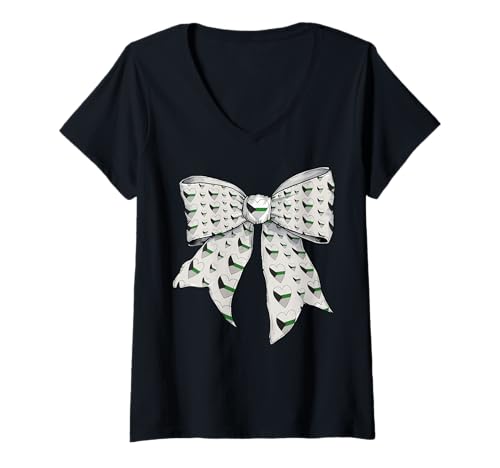 Damen Demiromantic Pride Flagge Herz LGBTQ Kokette Schleife T-Shirt mit V-Ausschnitt Damen Demiromantic Pride Flagge Herz LGBTQ Kokette Schleife T-Shirt mit V-Ausschnitt von Coquette Bow Demiromantic Pride LGBTQ Gifts