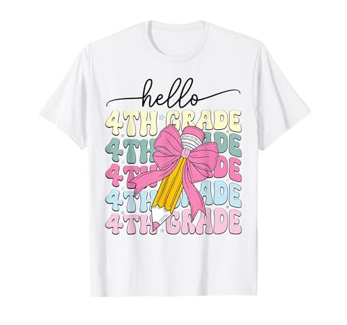 Hallo Coquette Bow Back to School Teacher Kids aus der vierten Klasse T-Shirt von Coquette Bow First Day Of School Teacher Apparel.