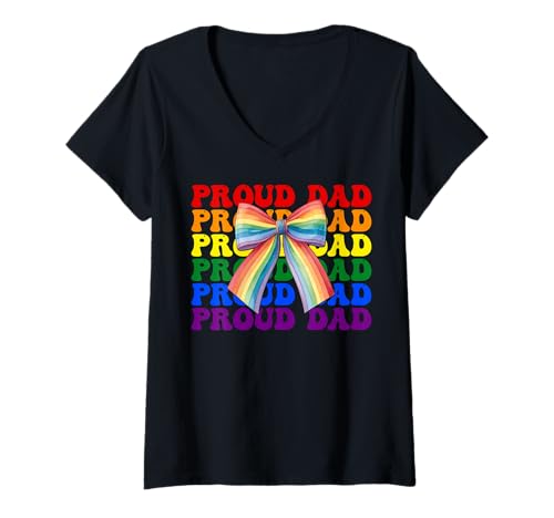 Damen Proud Dad Gay Pride Flagge LGBTQ Vatertag Regenbogen T-Shirt mit V-Ausschnitt Damen Proud Dad Gay Pride Flagge LGBTQ Vatertag Regenbogen T-Shirt mit V-Ausschnitt von Coquette Bow Gay Pride Flag LGBTQ Gifts