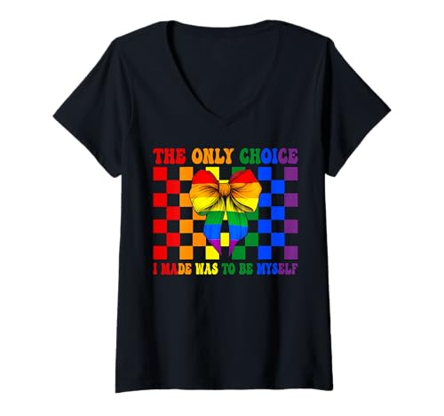 Damen Gay Pride Flagge Girl The Only Choice I Made Was To Be Myself T-Shirt mit V-Ausschnitt Damen Gay Pride Flagge Girl The Only Choice I Made Was To Be Myself T-Shirt mit V-Ausschnitt von Coquette Bow Gay Pride LGBTQ Gifts
