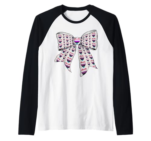 Genderfluid Pride Flagge Herz LGBTQ Mädchen Kokette Schleife Raglan von Coquette Bow Genderfluid Pride LGBTQ Gifts
