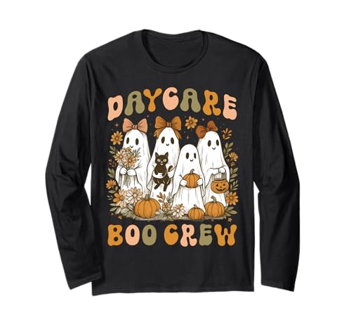 Daycare Boo Crew Girlly Halloween Floral Ghost Cat Women Girl Langarmshirt Daycare Boo Crew Girlly Halloween Floral Ghost Cat Women Girl Langarmshirt von Coquette Bow Ghost Halloween Daycare Teacher Group